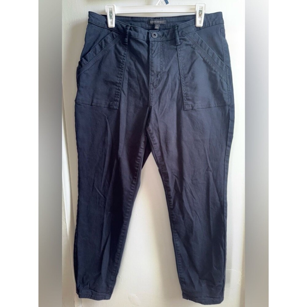 Banana Republic Black High Rise Utility Patch Pocket Straight Leg Pants Size 12